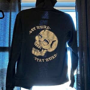 Bella Canvas Black Hoodie with Cream Skull Graphic and Text